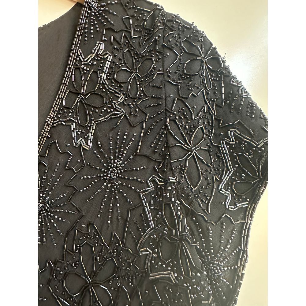 Paradise NY Vintage Silk Top Black XL Beaded Formal Wear Cocktail Party Goth - Picture 5 of 10
